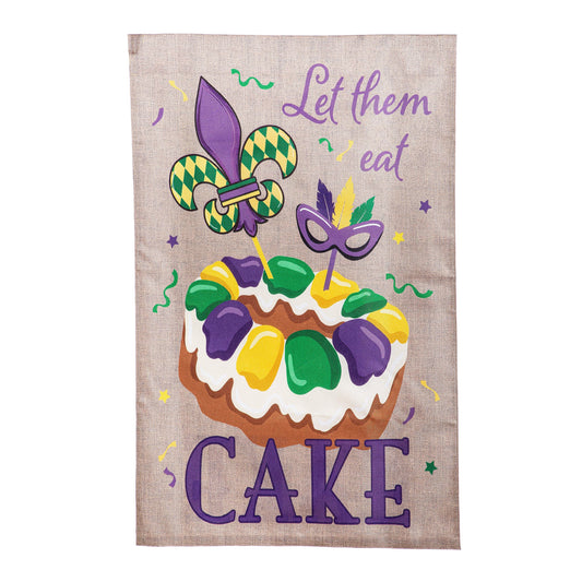 Mardi Gras Let Them Eat Cake Burlap House Flag