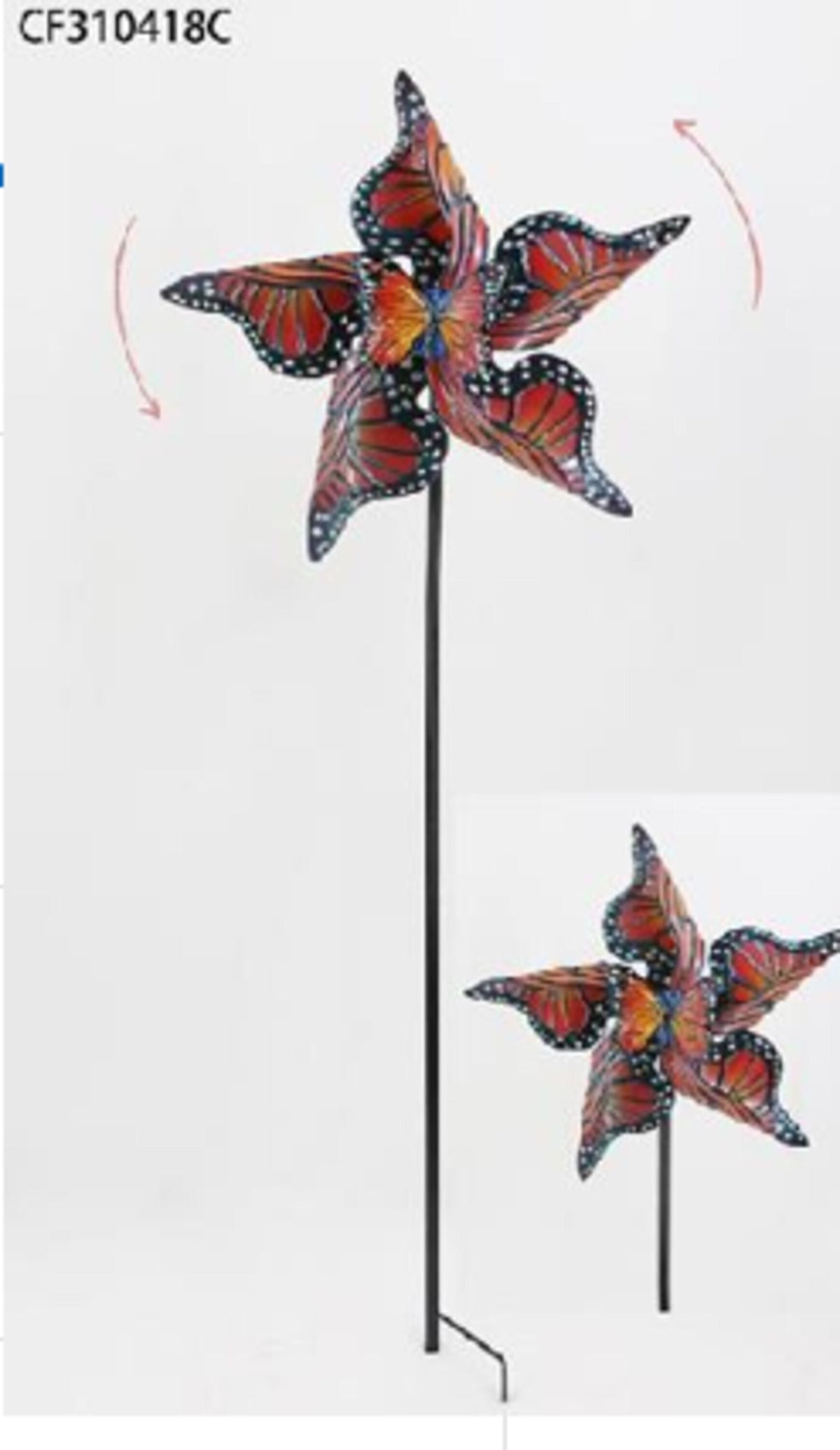 Monarch Butterfly Metal Wind Spinner 48"H