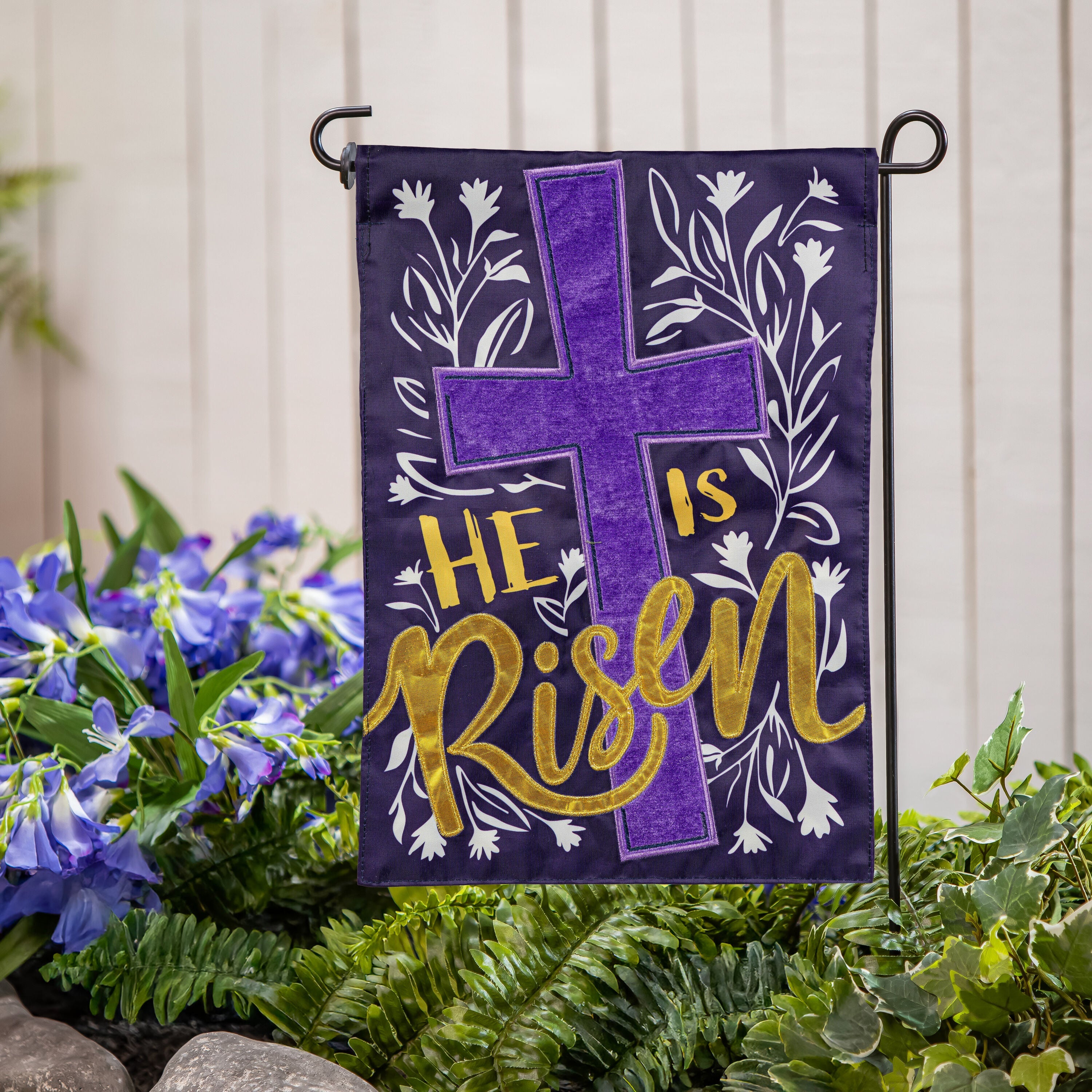 He Is Risen Applique Garden Flag