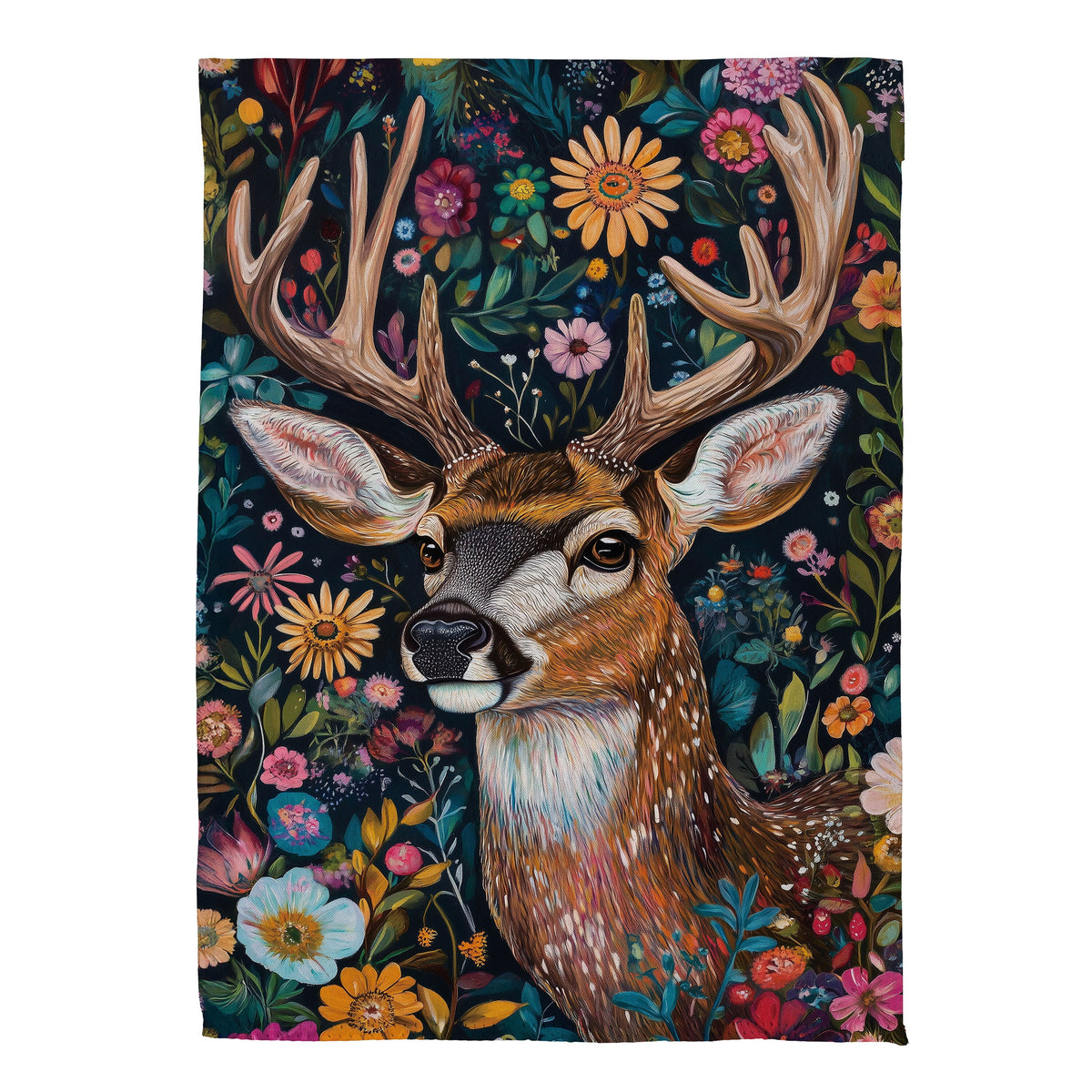 Forever Blooming Deer Suede House Flag