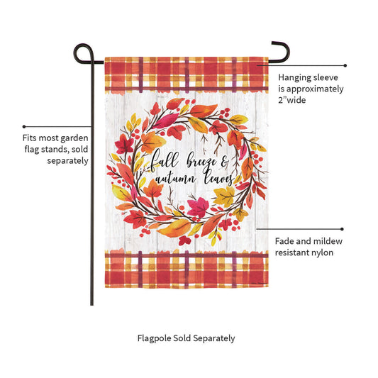 Fall Breeze and Autumn Leaves Moire Garden Flag