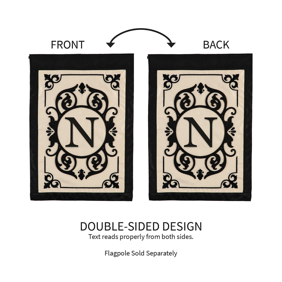 Cambridge Monogram Garden Applique Flag, Letter N