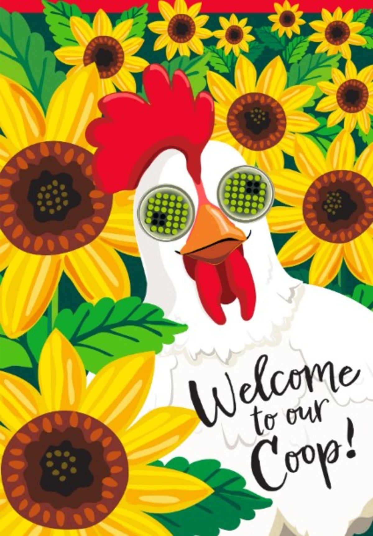 Animated Welcome To Our Coop Applique Lighted Garden Flag