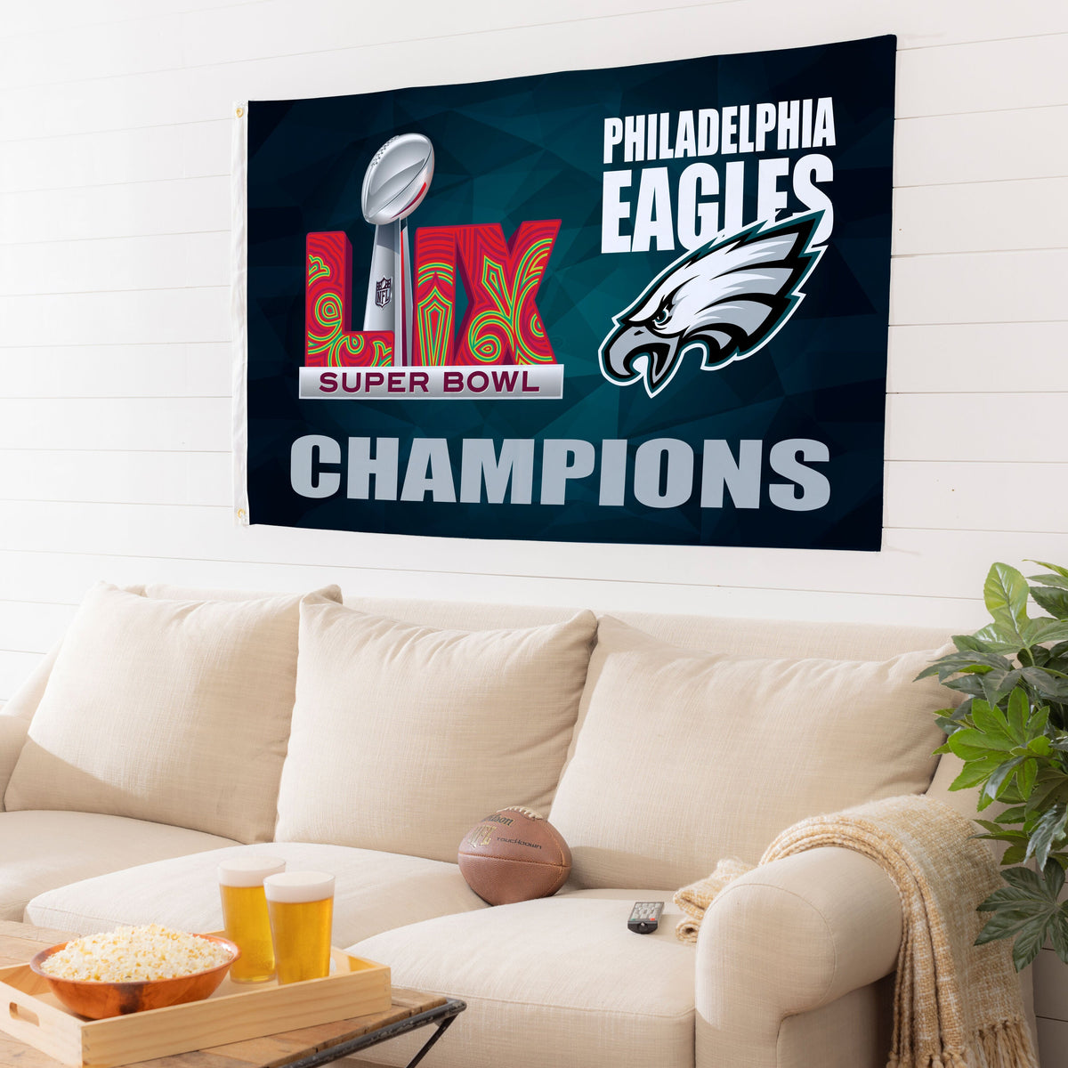 Philadelphia Eagles Super Bowl 59 Champions Single Sided Flag w/ 2 Grommets, 3'x5' Estate Size