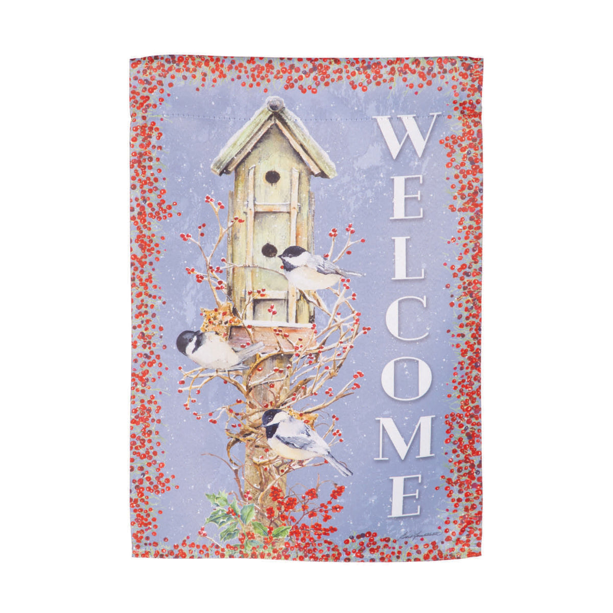 Chickadee Dee Dee's Suede Garden Flag