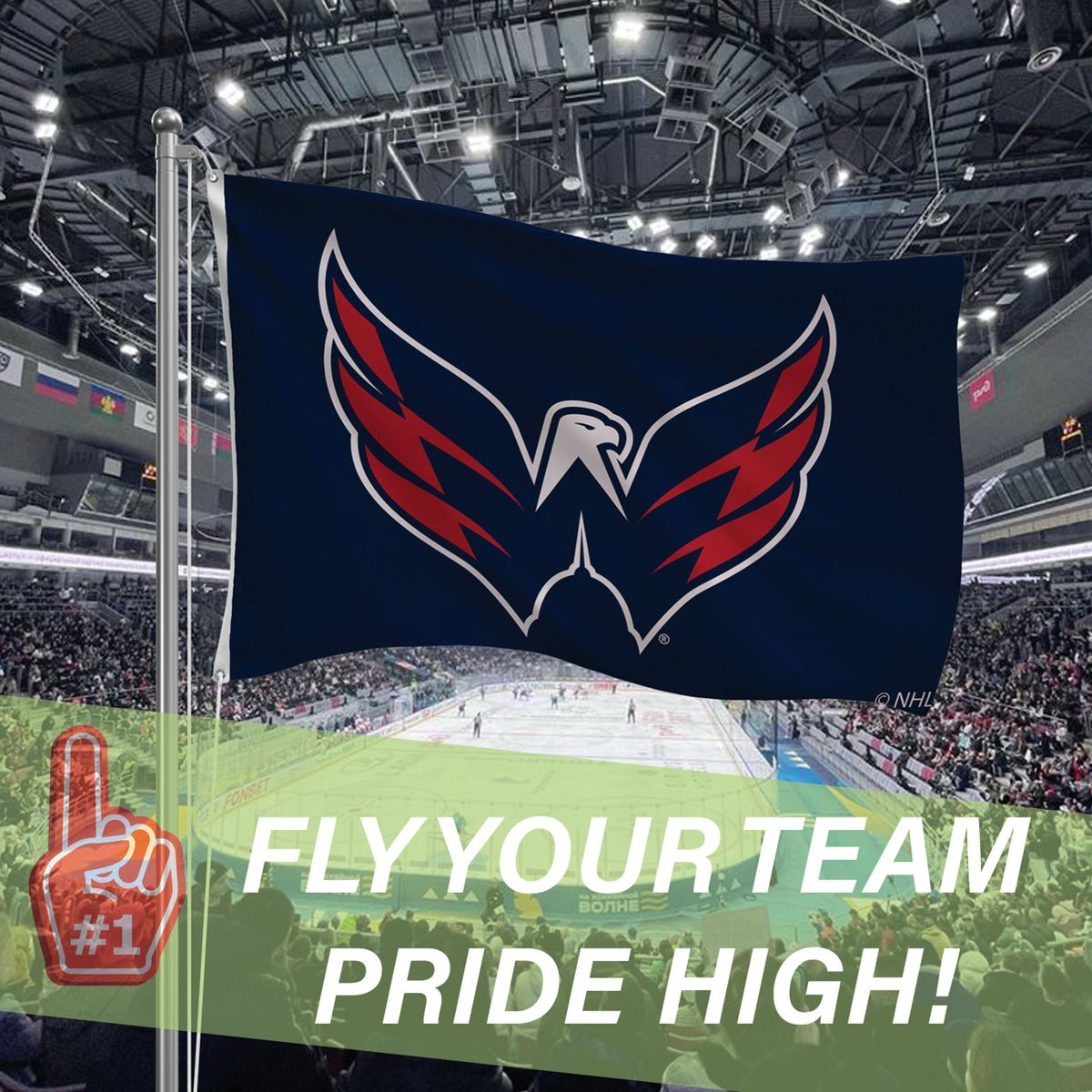 3'x5' Single Sided Flag w/ 2 Grommets, Washington Capitals