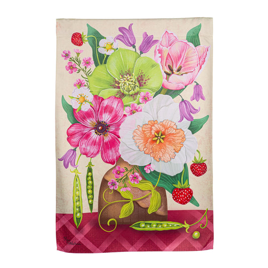 Happy Garden Flowers Suede House Flag