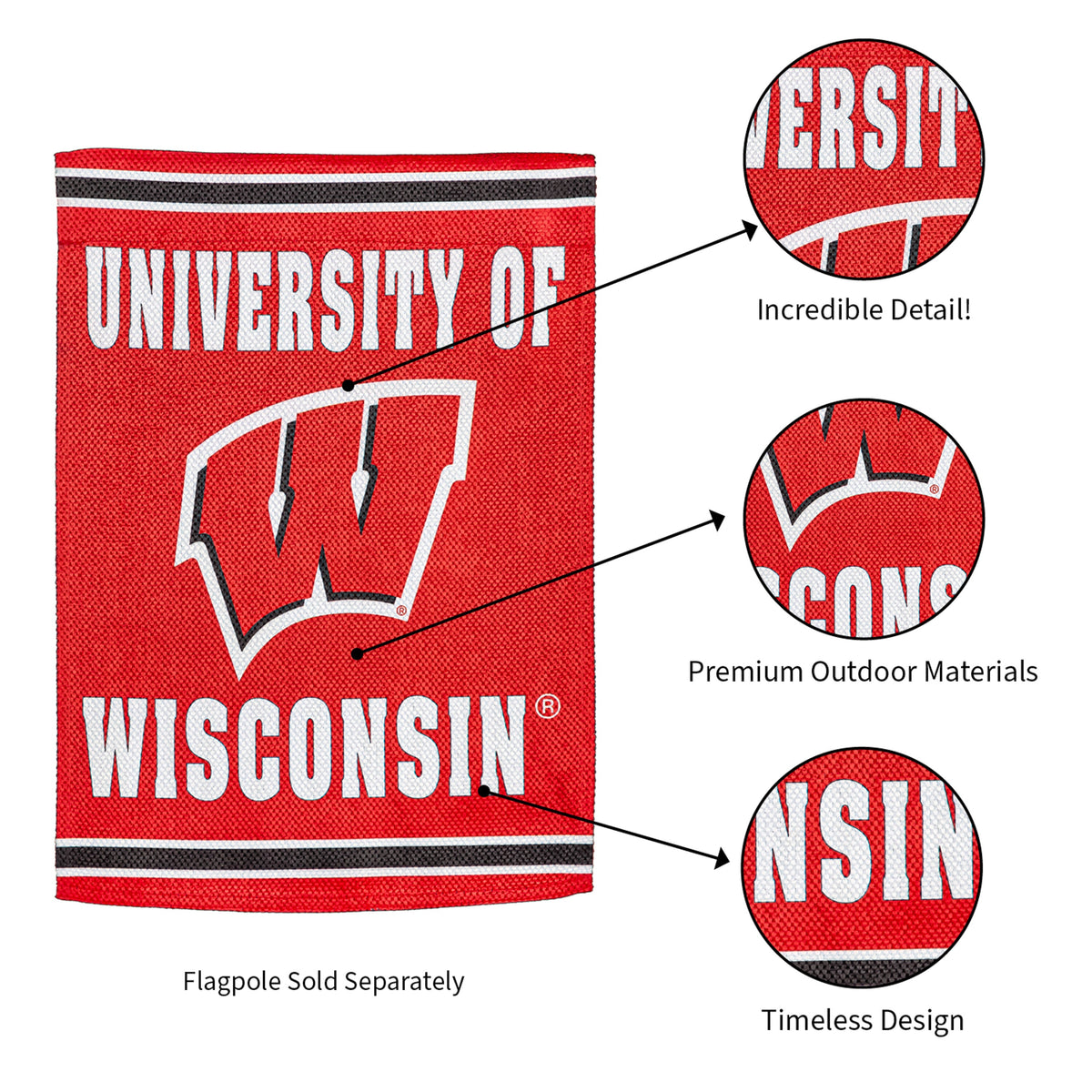 Embossed Suede Flag, GDN Size, University of Wisconsin-Madison