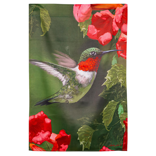 Hummingbird Closeup Suede House Flag