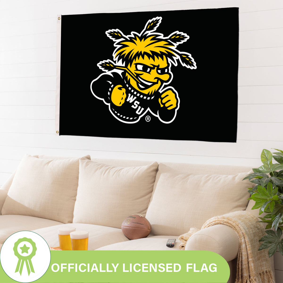 Wichita State Single Sided Flag w/ 2 Grommets, 3'x5'