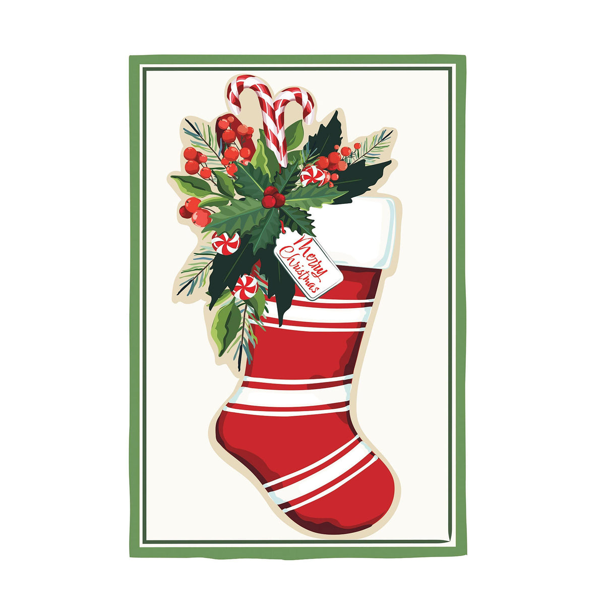 Merry Christmas Stocking Applique House Flag