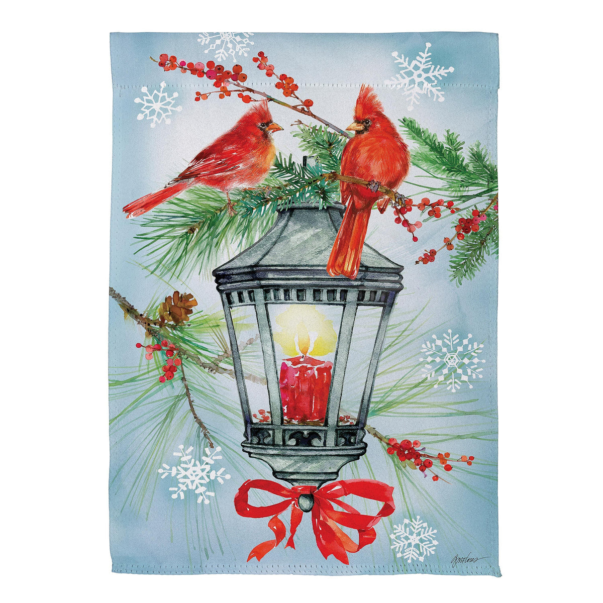 Cardinal Lantern Suede House Flag
