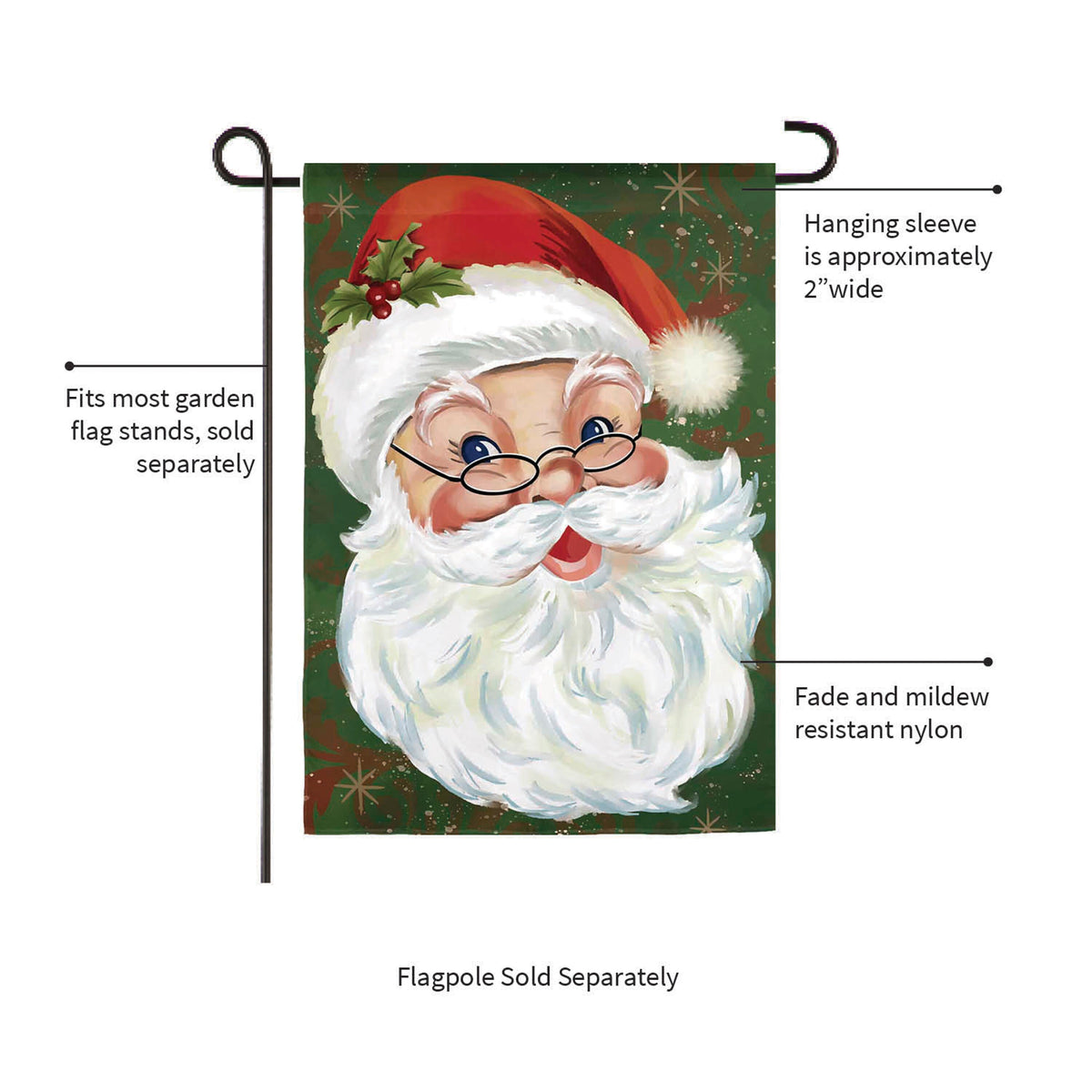 Merry Santa Applique Garden Flag
