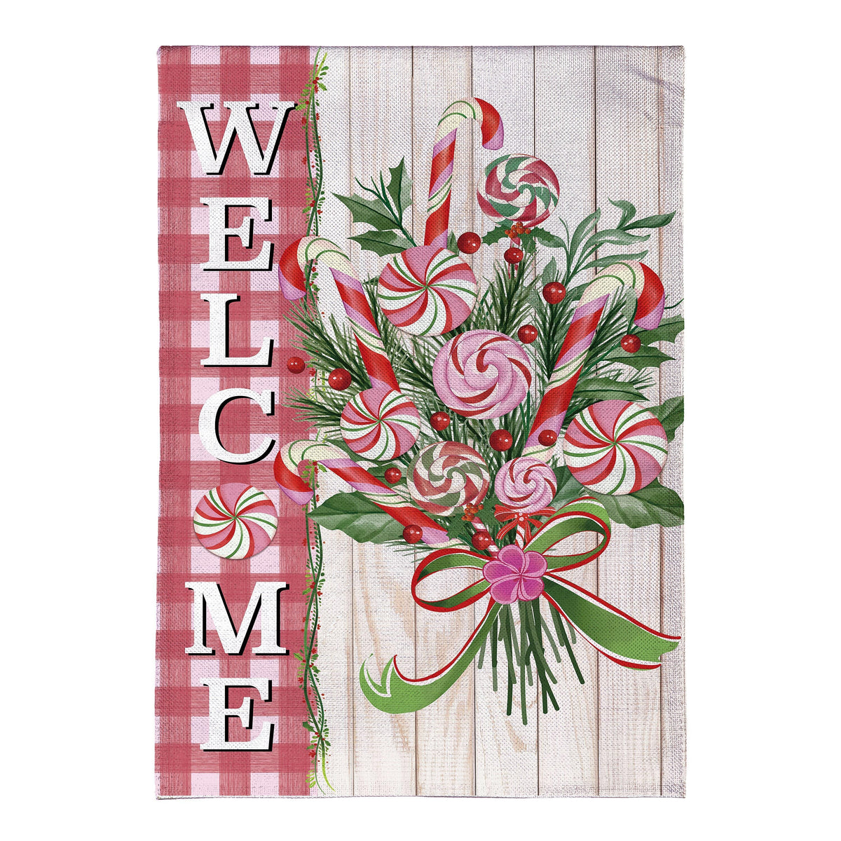 Peppermint Bouquet Burlap Garden House Flag