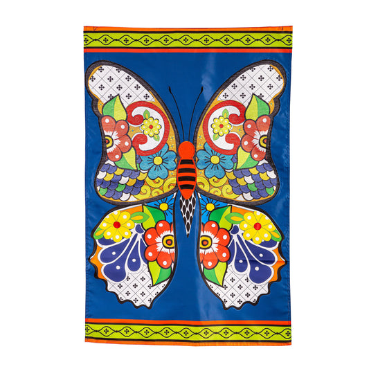 Talavera Butterfly Applique House Flag