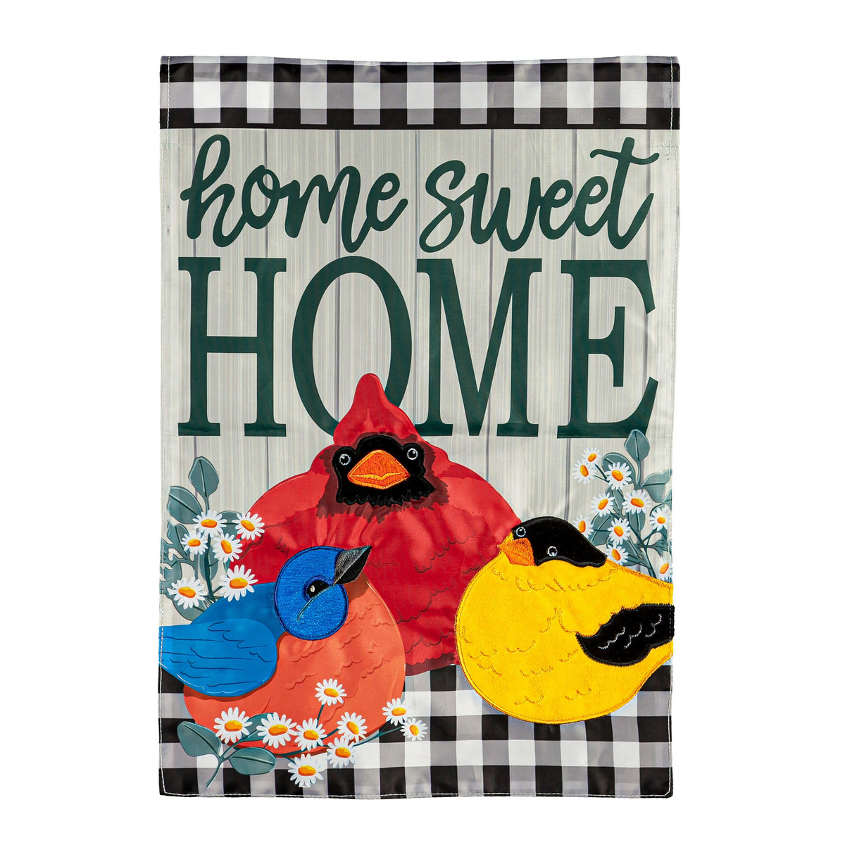 Portly Birds Garden Applique Flag