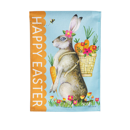 Happy Easter Bunny Burlap Garden Flag