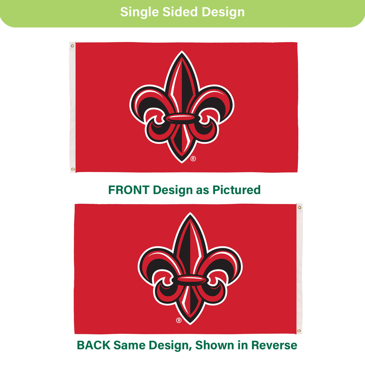 University of Louisana at Lafayette Single Sided Flag w/ 2 Grommets, 3'x5'