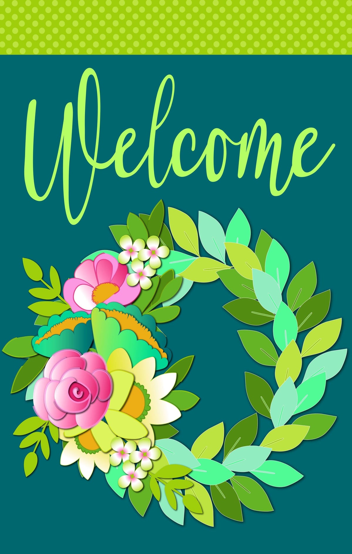 Flower Garden House Burlap Flag