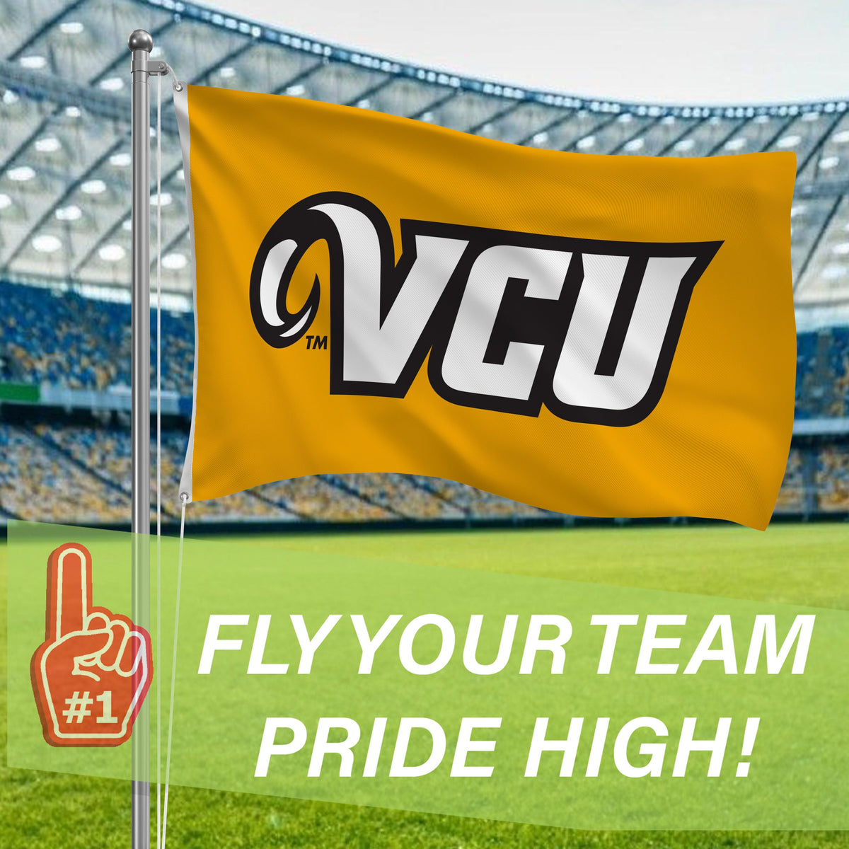 Virginia Commonwealth University (VCU) Single Sided Flag w/ 2 Grommets, 3'x5'