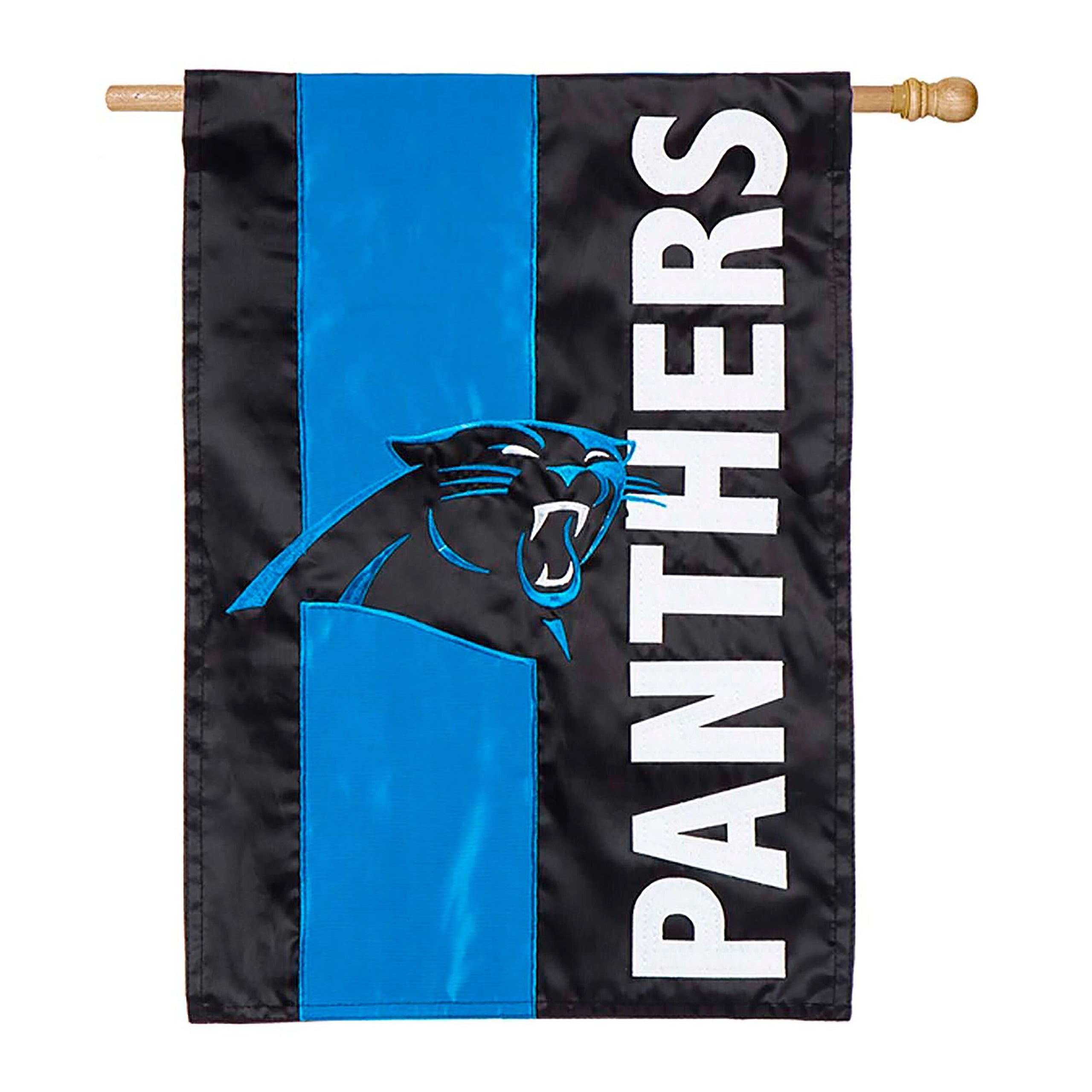 Double-Sided Embellished NFL Team Pride Applique House Flag, Carolina Panthers