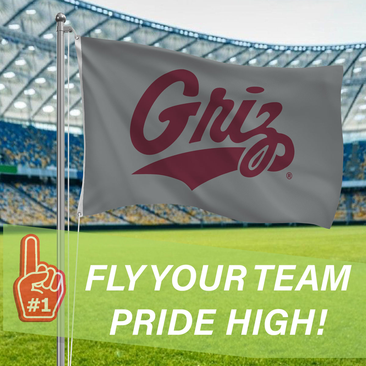 University of Montana Single Sided Flag w/ 2 Grommets, 3'x5'