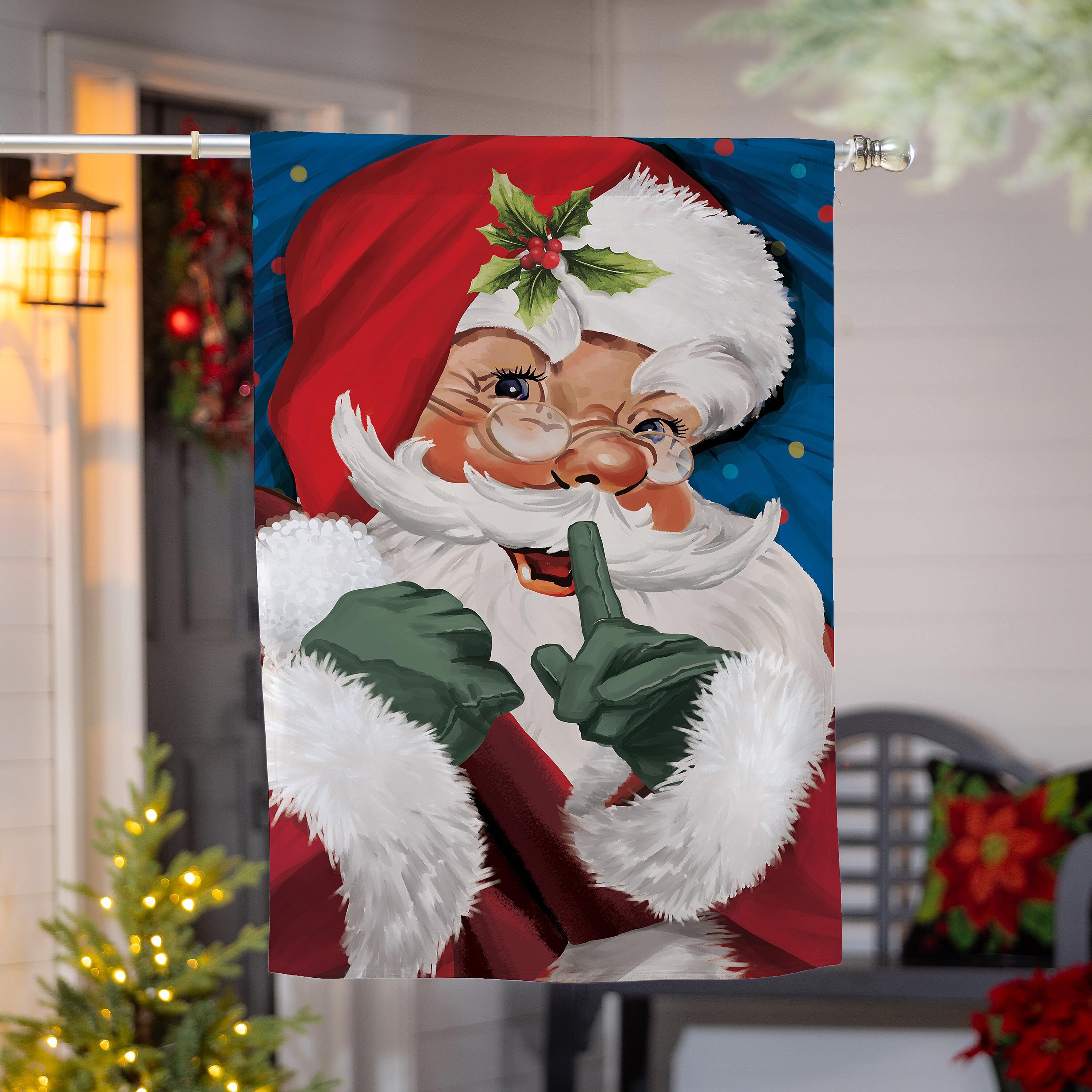 Traditional Santa Portrait Burlap House Flag