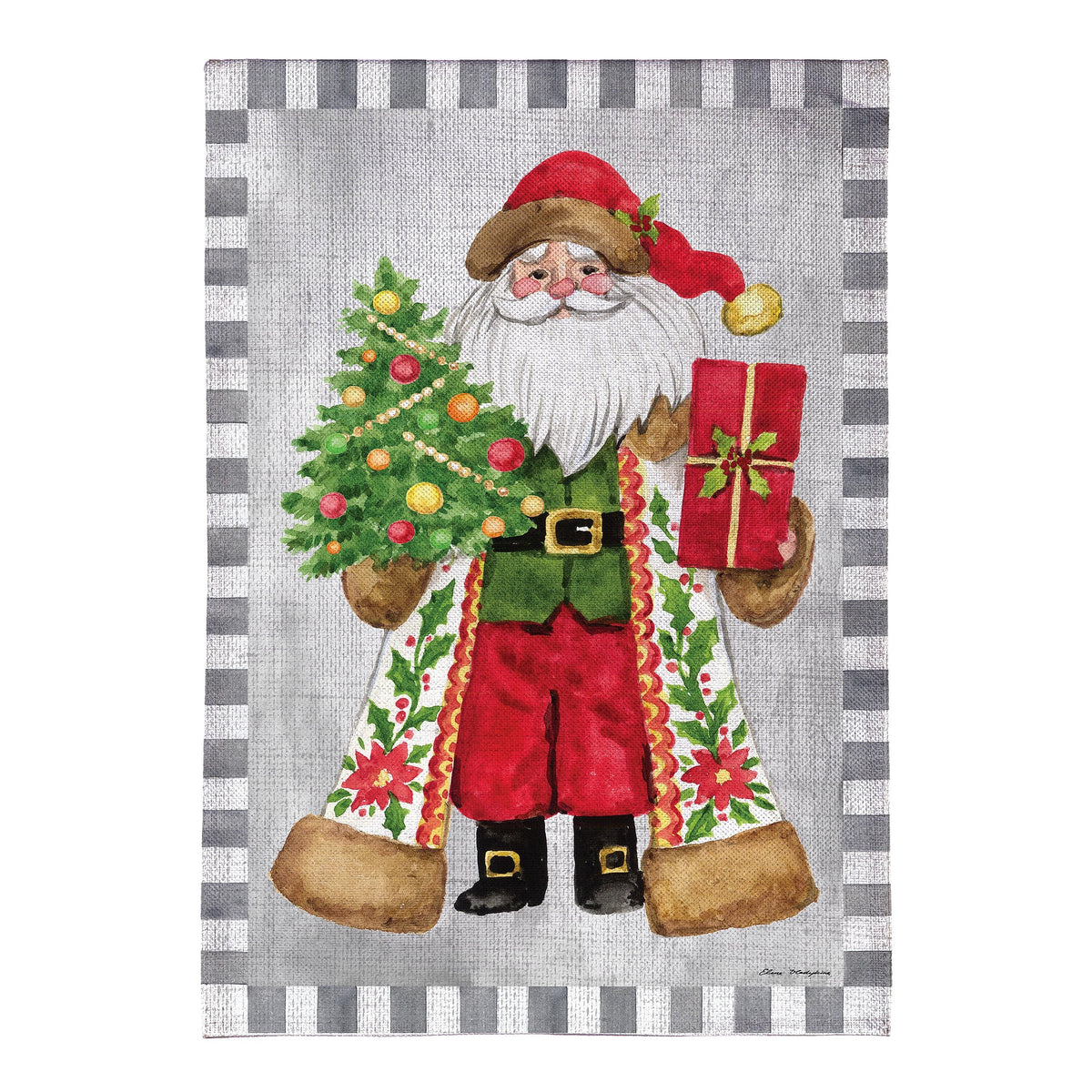 Festive Santa Burlap Garden Flag