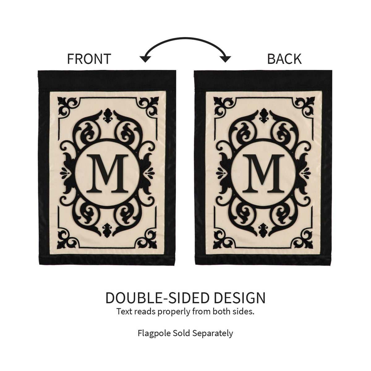 Cambridge Monogram Garden Applique Flag, Letter M