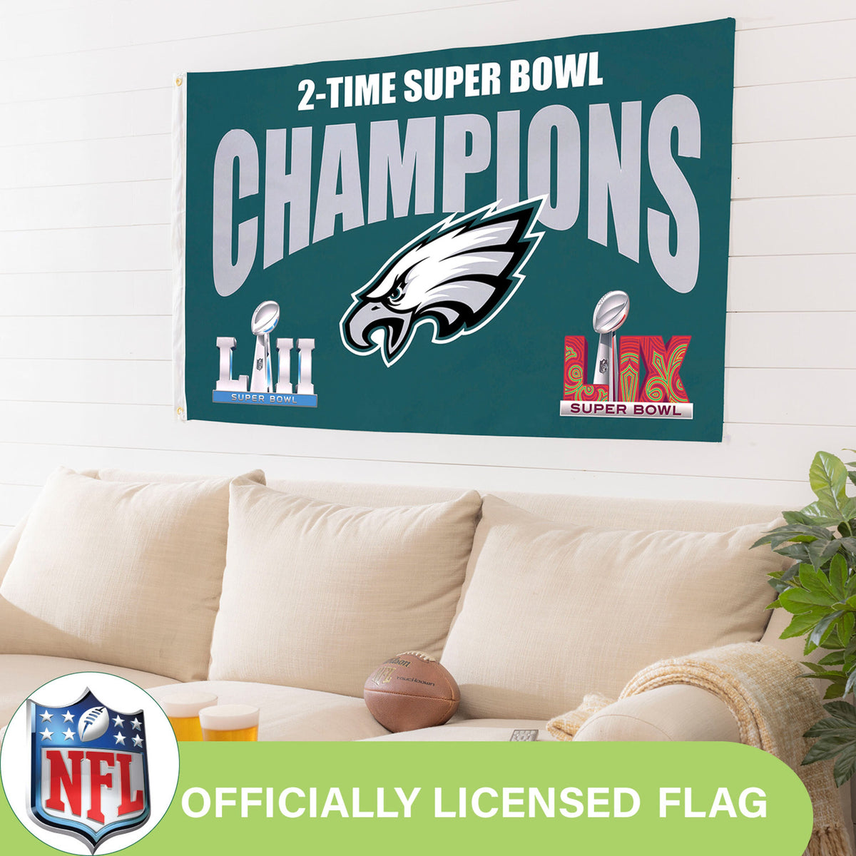 Philadelphia Eagles Multi-Win Super Bowl Champions Football 3x5 Flag