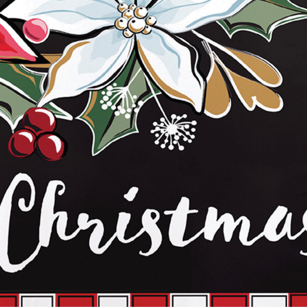Poinsettia Wreath Applique Garden Flag