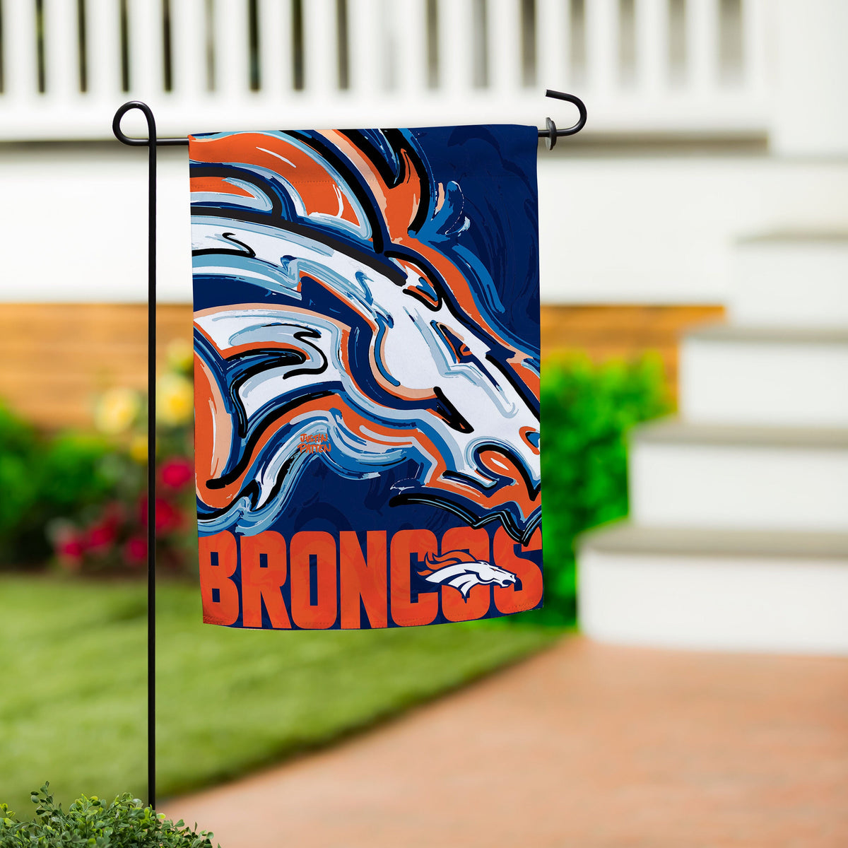 Denver Broncos Justin Patten Logo Suede Garden Flag