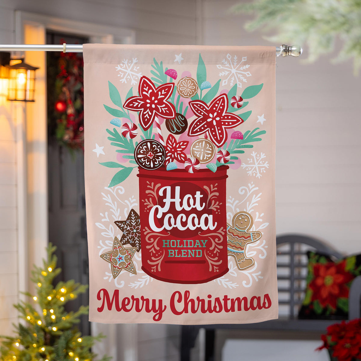 Hot Cocoa Holiday Blend Applique House Flag