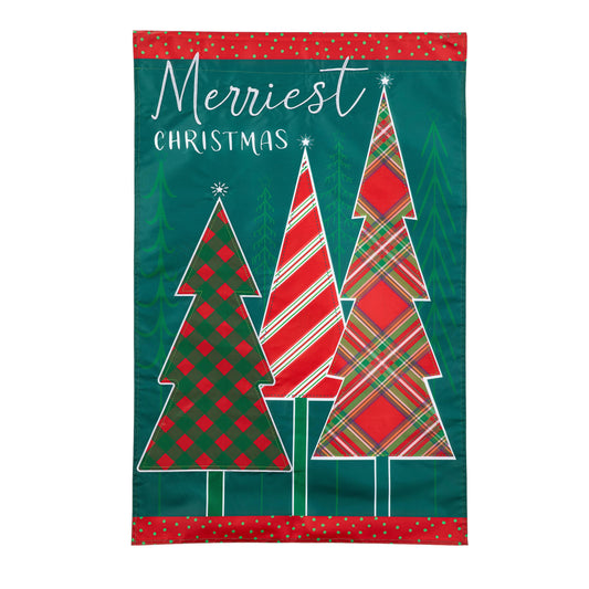 Merriest Christmas Tree Applique House Flag