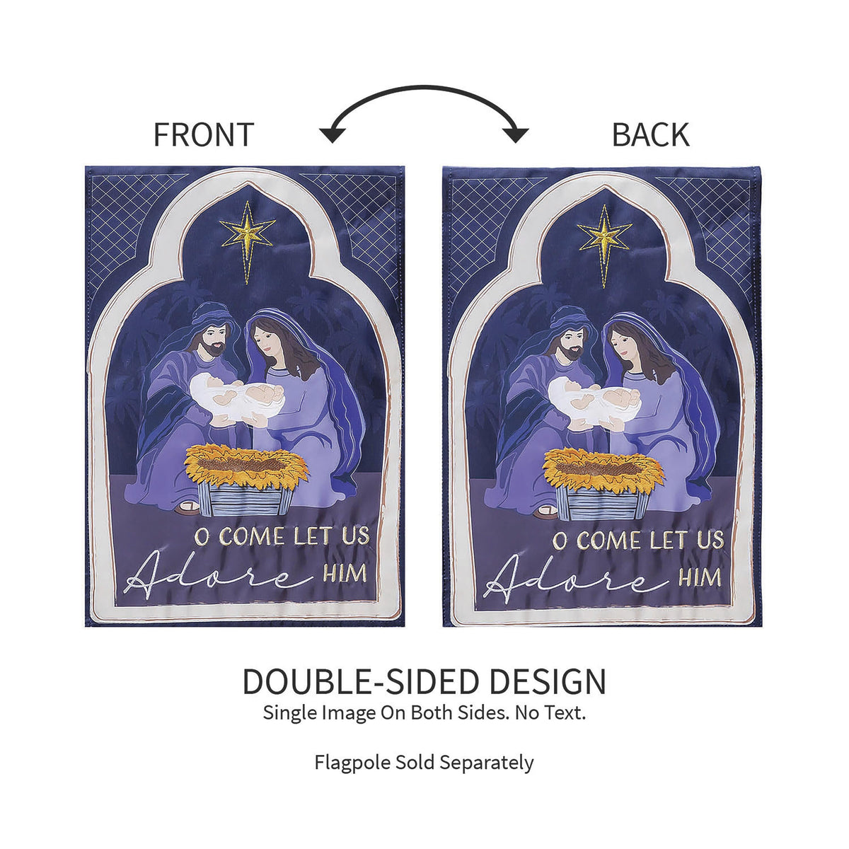 Come Let Us Adore Him Applique Garden Flag