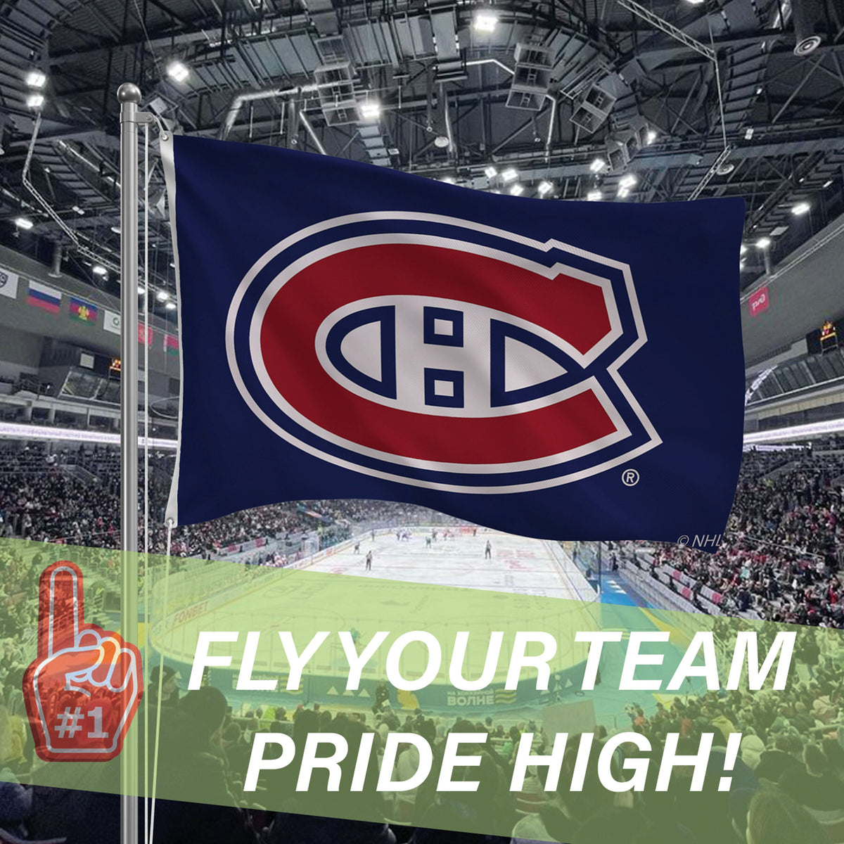 Montreal Canadiens Single Sided Flag with 2 Grommets, 3'x5'