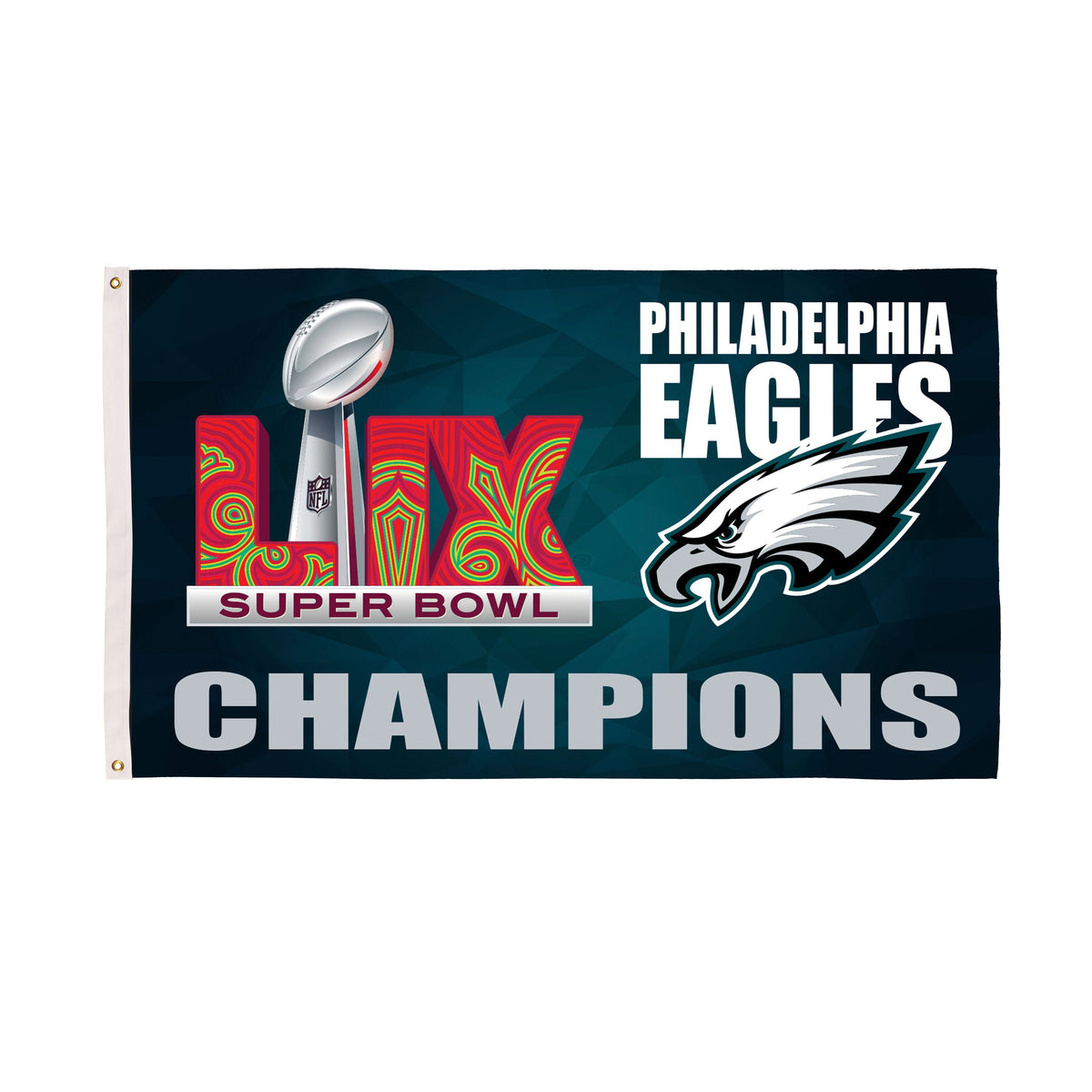 Philadelphia Eagles Super Bowl 59 Champions Single Sided Flag w/ 2 Grommets, 3'x5' Estate Size