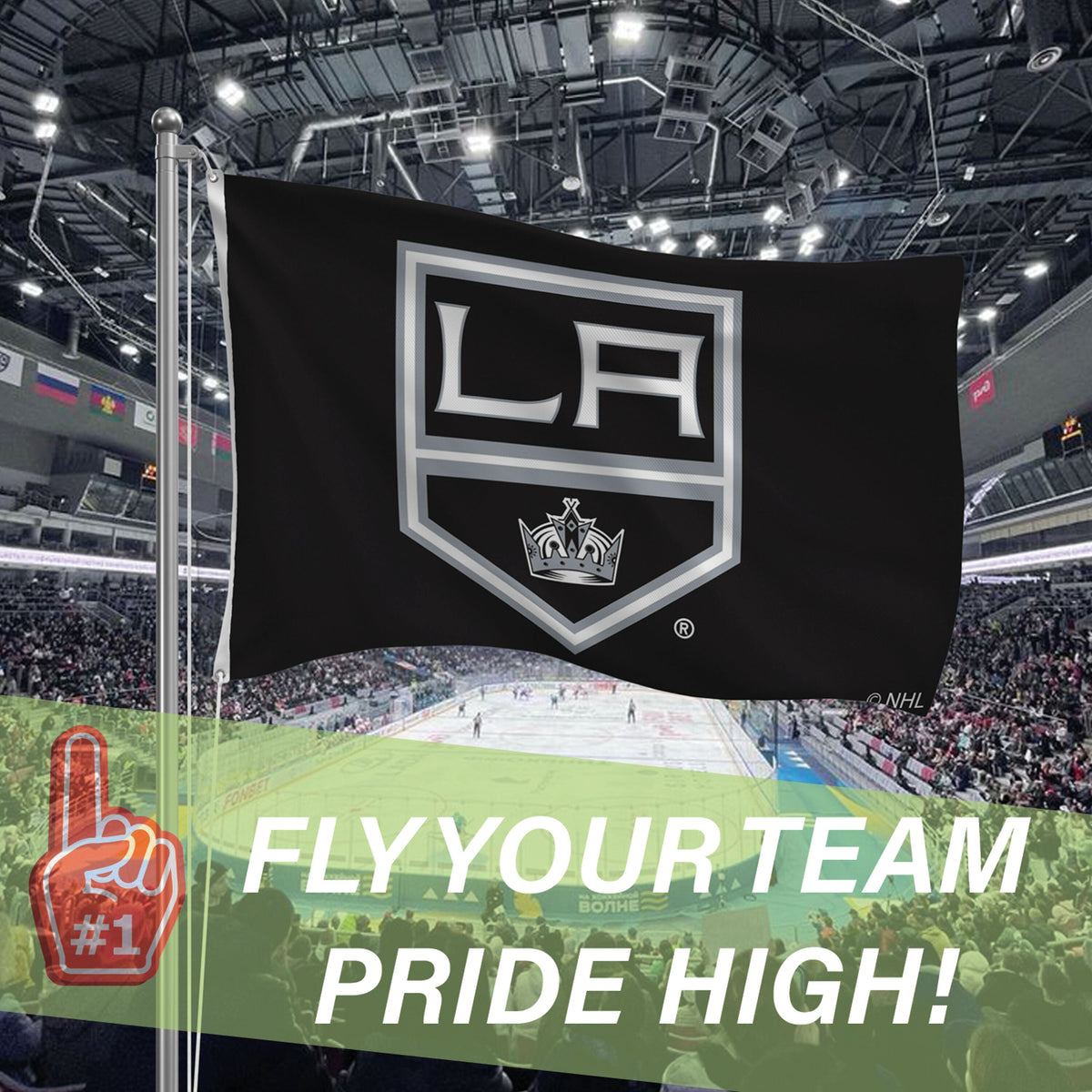 Los Angeles Kings Single Sided Flag w/ 2 Grommets, 3'x5'