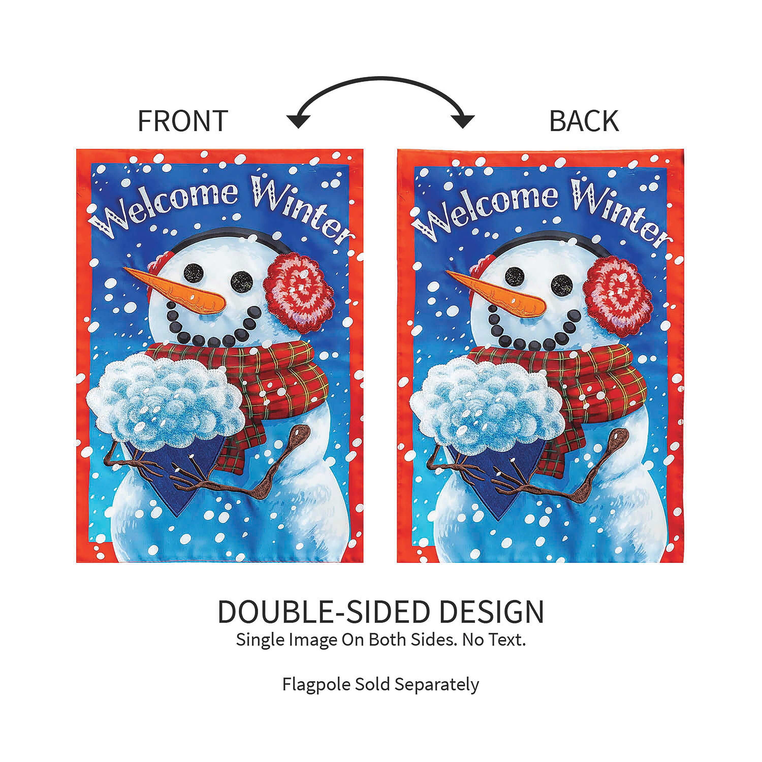Snowman with Bouquet Applique Garden Flag