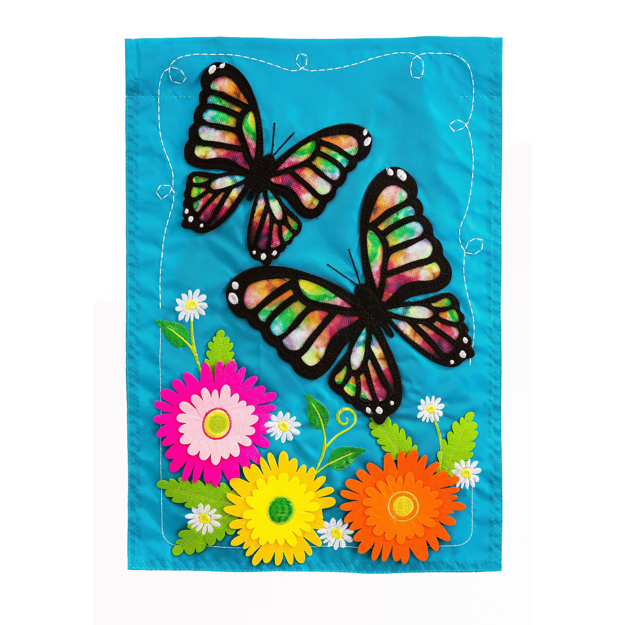 Butterfly Beauty Garden Applique Flag