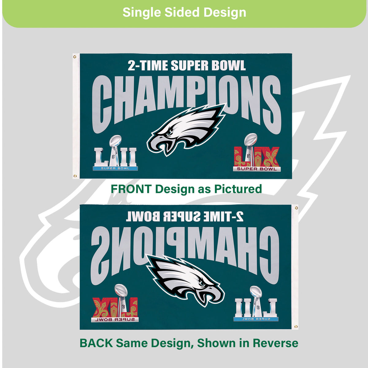 Philadelphia Eagles Multi-Win Super Bowl Champions Football 3x5 Flag