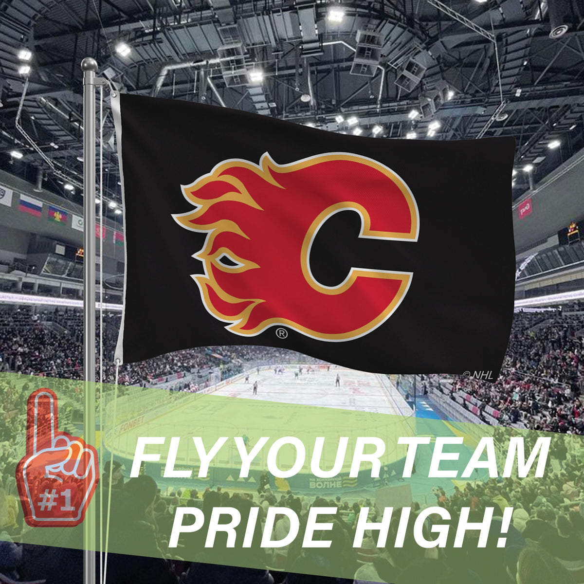 Calgary Flames Single Sided Flag w/ 2 Grommets, 3'x5'