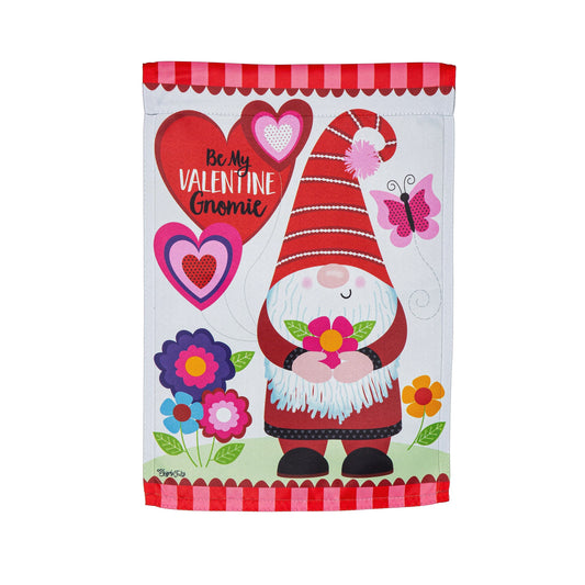 Gnome Valentine's Suede Garden Flag