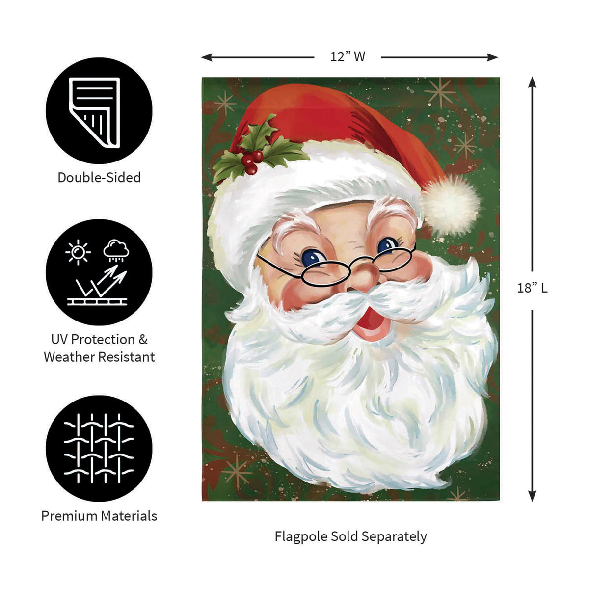 Merry Santa Applique Garden Flag