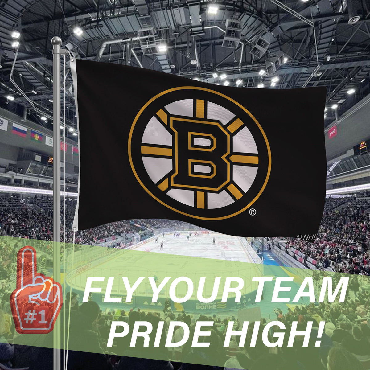 Boston Bruins Single Sided Flag with 2 Grommets, 3'x5'