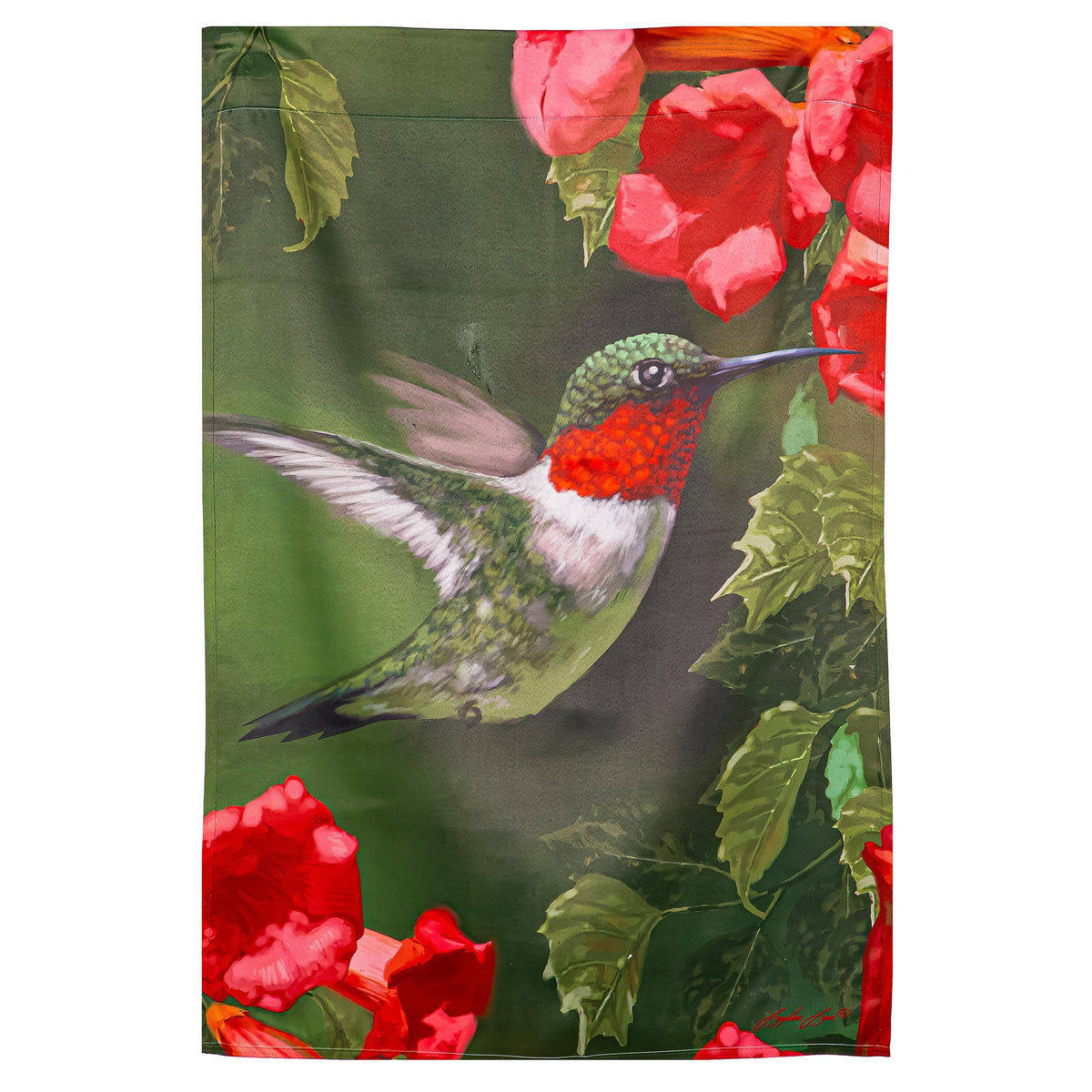 Hummingbird Closeup Suede House Flag
