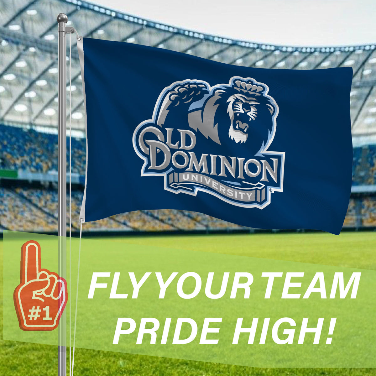 Old Dominion University (ODU) Single Sided Flag w/ 2 Grommets, 3'x5'
