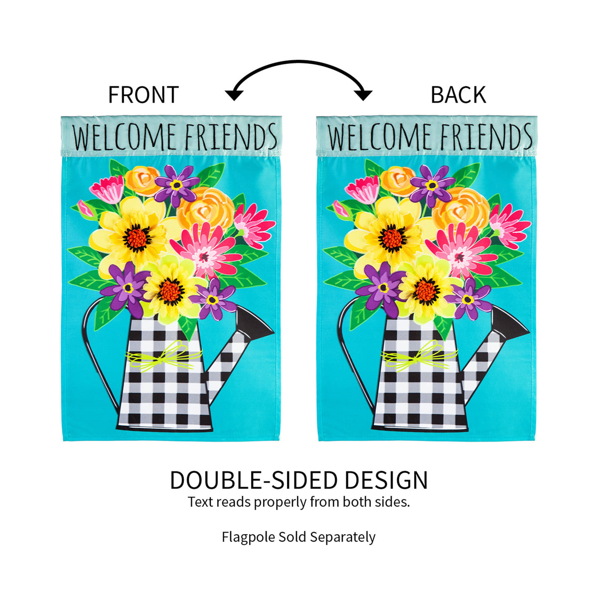 Buffalo Check Watering Can Garden Applique Flag