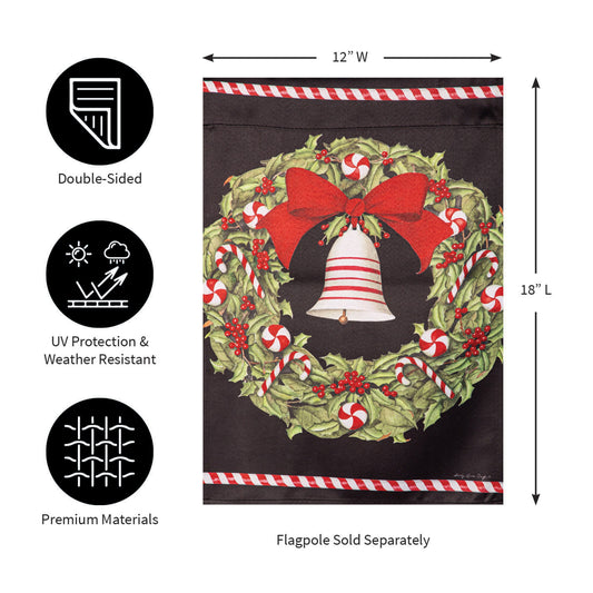 Christmas Bell and Wreath Suede Garden Flag