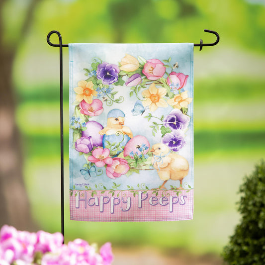 Spring Has Hatched Burlap Garden Flag